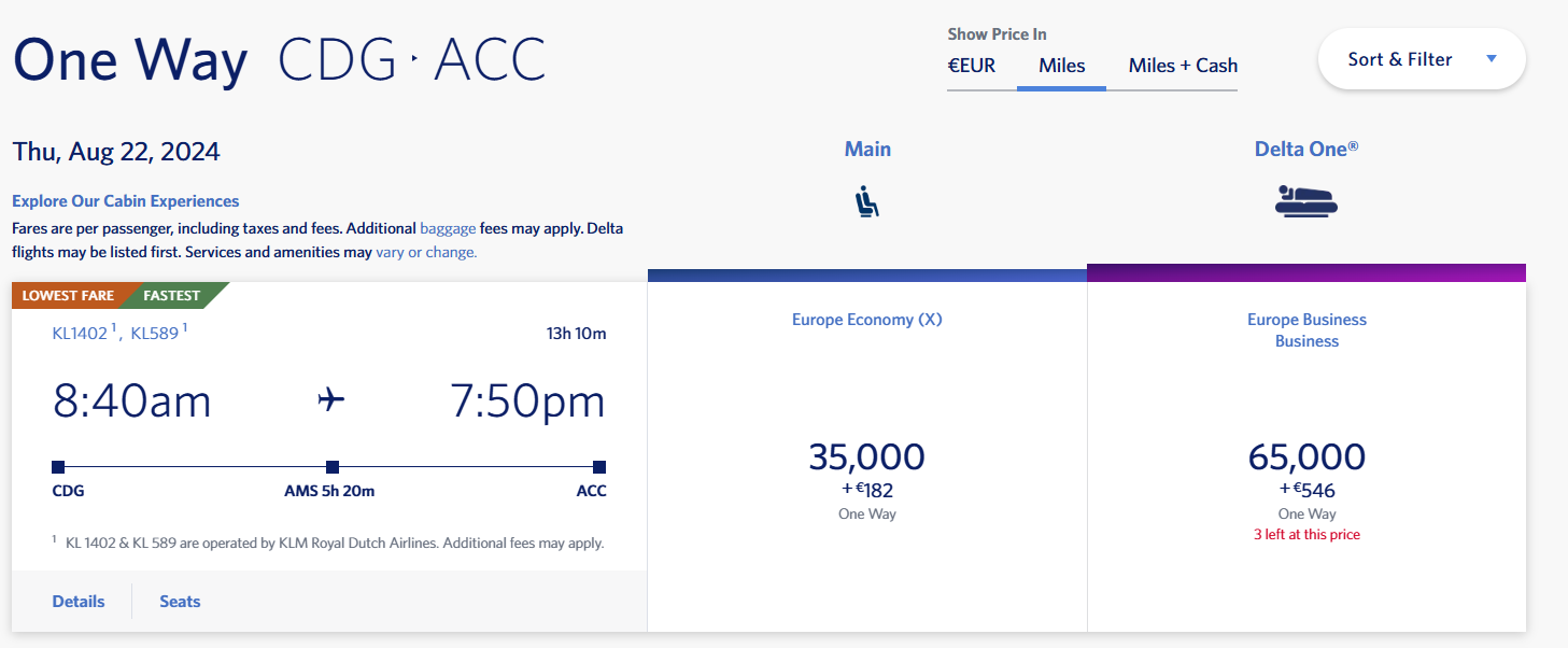 Search for partner flights via Delta’s website.